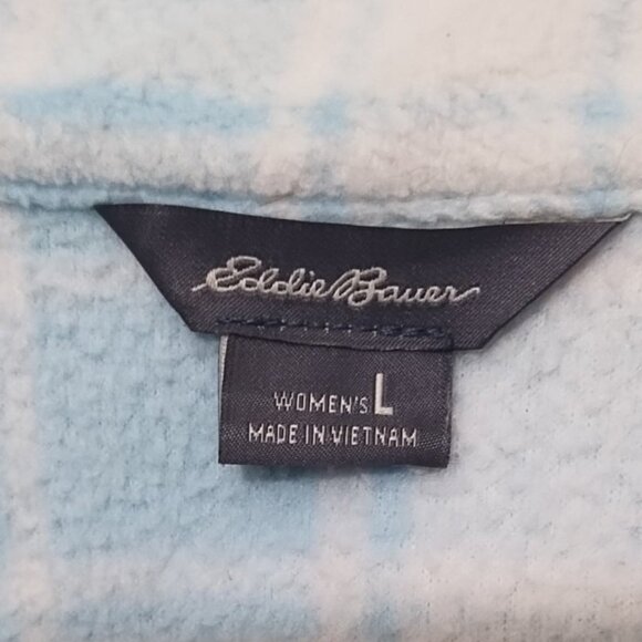 Eddie Bauer Long Sleeve Lightweight Plaid Button Up Soft Fleece Shacket L Preppy - Picture 4 of 7